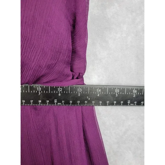 Amsale Silk Chiffon Bridesmaid Dress Plum Purple Size 14 Formal Gown - Picture 11 of 11